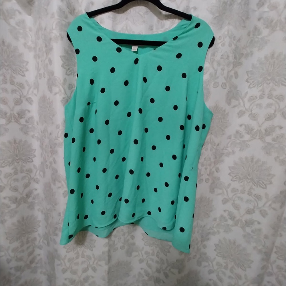 Cato Mint Green Polka Dot Sleeveless Top